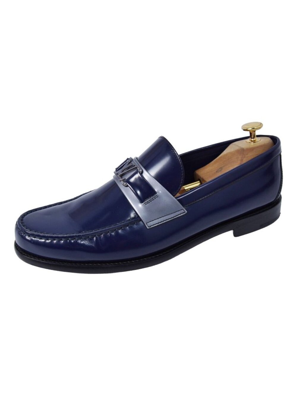 Louis Vuitton Loafers Moccasins Major Line Business Shoes LV Logo Leather 8.5